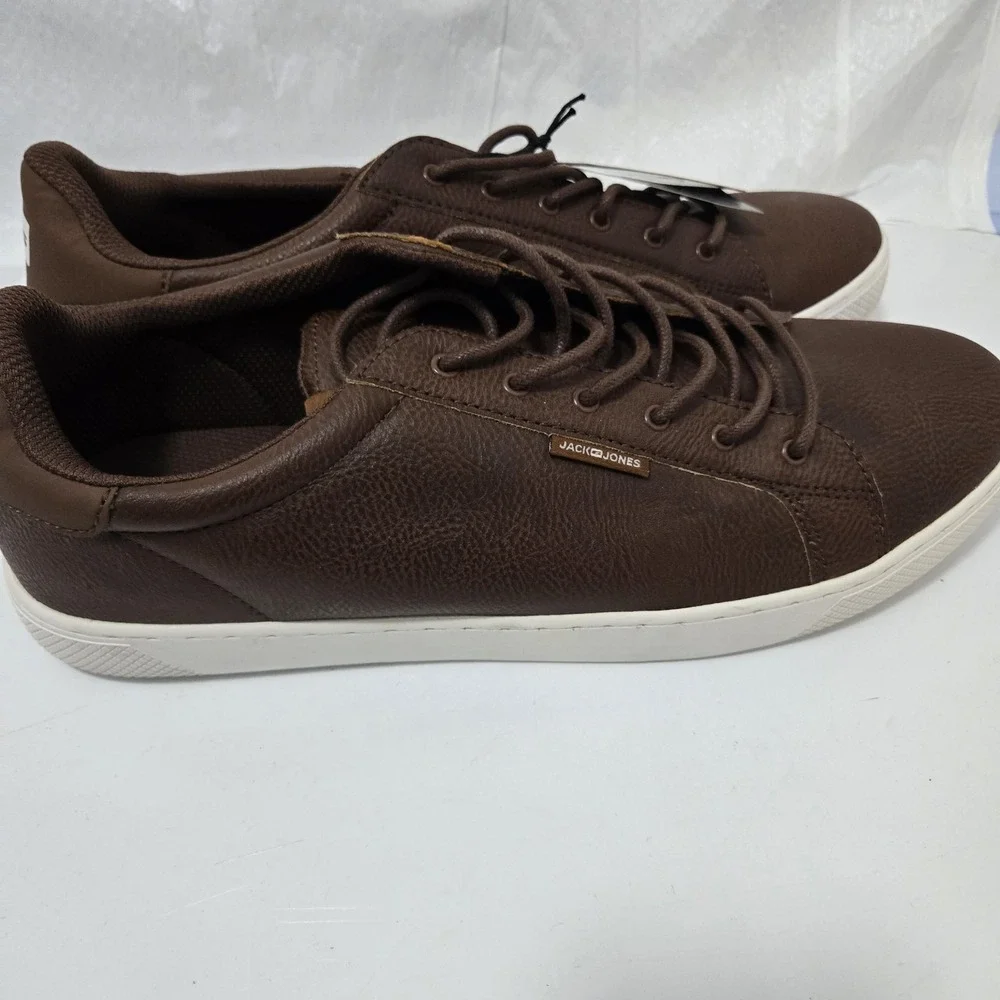 Jack & Jones Men's Brown Faux Leather Sneakers Casual Shoes EU 46 US 13 New